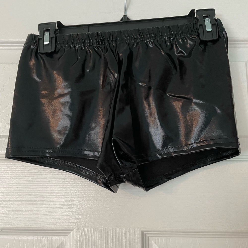 Black Faux Leather Size Large Booty Shorts